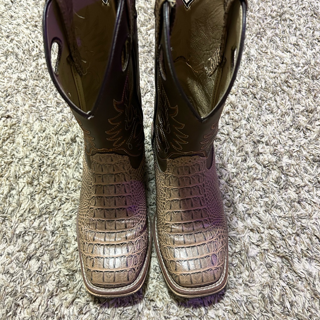 Kids Crocodile Pattern Brown Boots